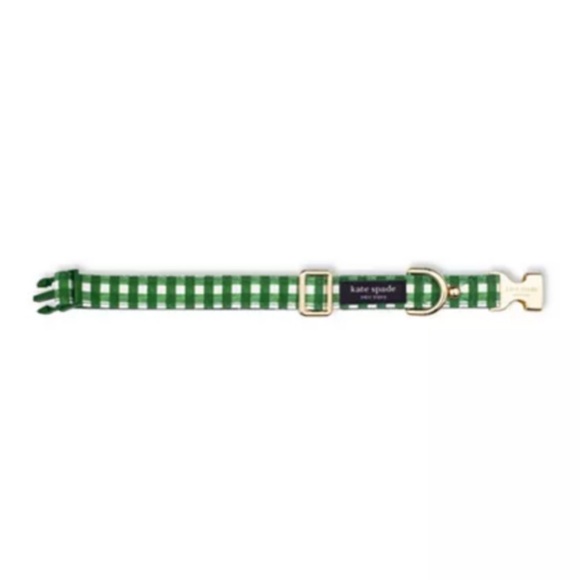 Kate Spade Green Gingham Dog Collar - Picture 3 of 7